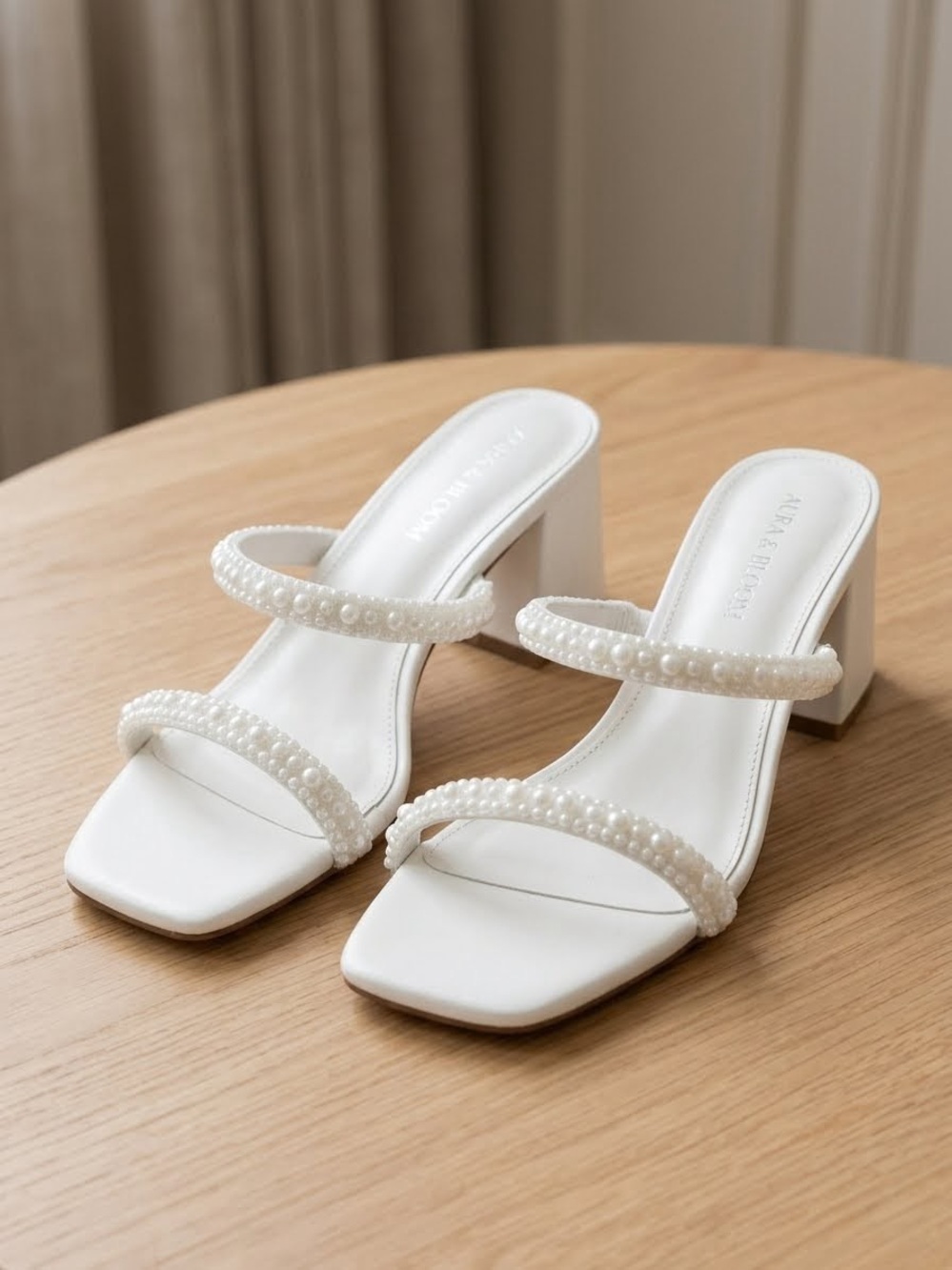 Jason Wu White Pearl-Embellished Block Heel Sandals